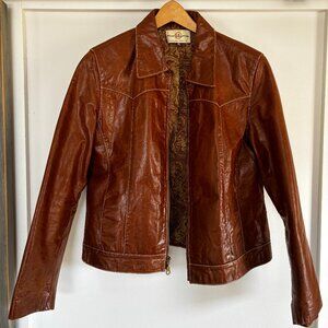 VINTAGE WILSONS BROWN LEATHER LINED JACKET WOMENS SIZE XL